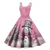 Women's Casual Fashion Christmas Print Sexy Off Shoulder Punk Retro Dress Retro - Image 11