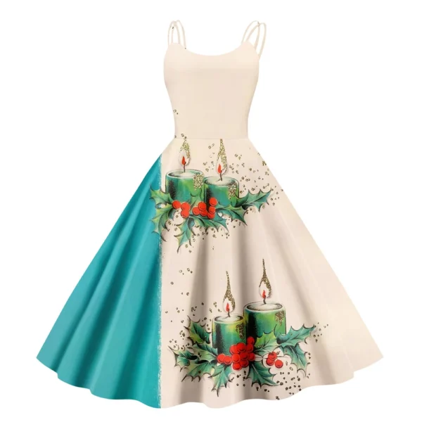 Women's Gothic Cocktail Strapless Christmas Printed Punk Sexy Dress Fashion - Image 17