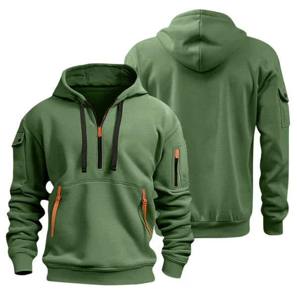 Men's Sweatshirt Hoodie Zipper Arm Pocket Cardigan Men's Sports Large Size - Image 6