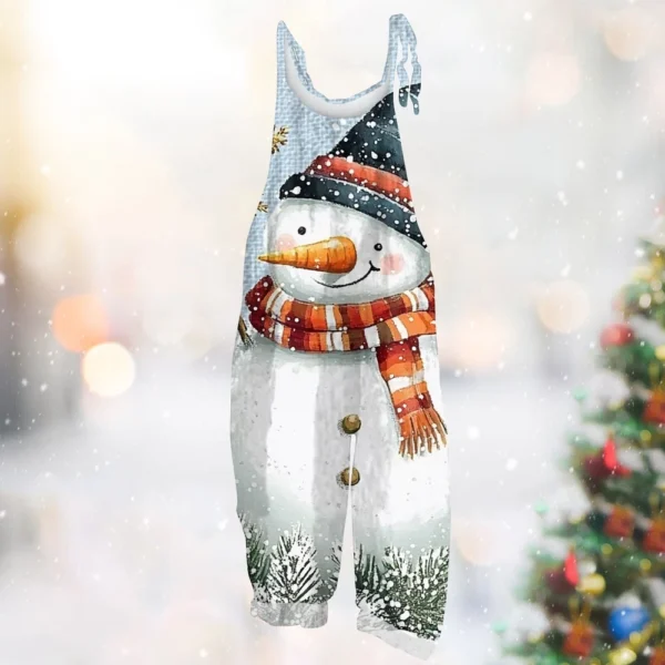 Women's Print Casual Vintage Loose Christmas Jumpsuit Shoulder Strap - Image 34
