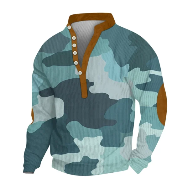 Men's Print Plush Warm Coat Fleece Sweater Casual Coat Pocket Sweater Winter - Image 9