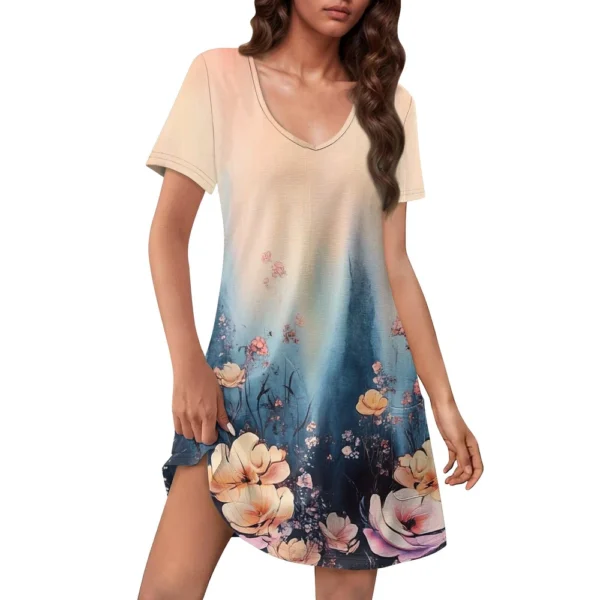 Women's Casual Sundress With Pockets Summer Boho Beach Dress Floral Blouses For - Image 7