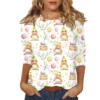Women's Printed Easter Basic Tops Casual 3/4 Sleeve Fashion Plus Size Pullover - Image 35