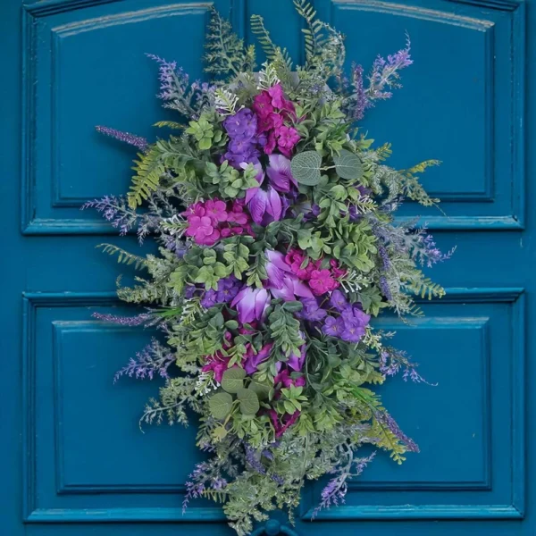 50*30cm Artificial Flower Wreath Spring Purple Garland Lilac Hyacinth Home Decor - Image 6