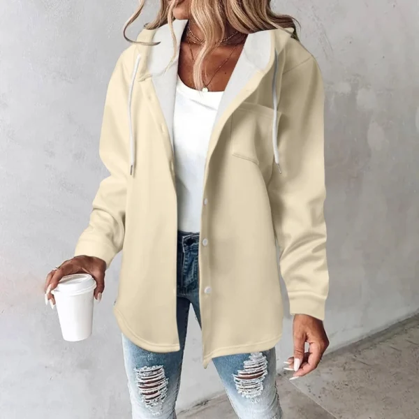 Fleece Hoodies For Women Warm Print Sweatshirt Button Lined Drawstring Hooded - Image 16