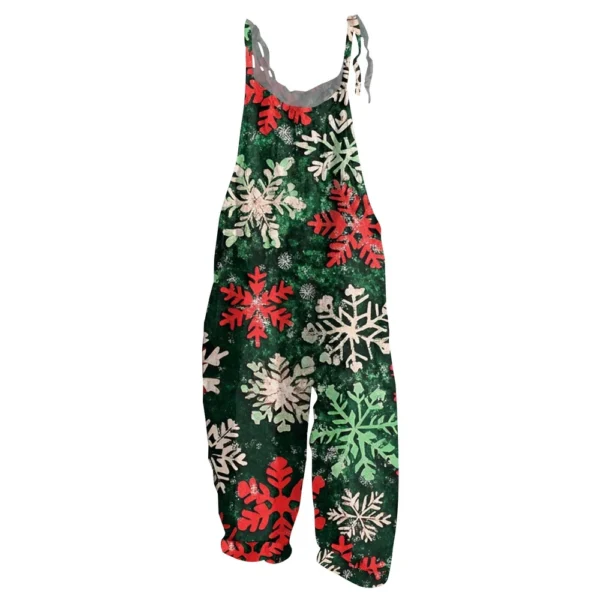 Women's Christmas Shoulder Strap Casual Loose Vintage Jumpsuit Print - Image 2