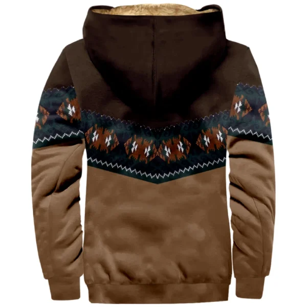 Men's Winter Print Jacket Men's Casual Trend Zipper Hooded Jacket - Image 8