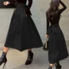 Bow hem skirt slim waist long skirt - Image 15