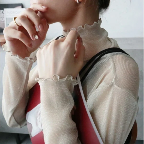 Women's perspective long-sleeved turtleneck bottoming shirt - Image 5