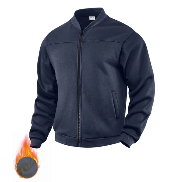 Men's New Solid Color Men's Hoodie Jacket Warm Plus Fleece Thick Jacket Casual - Image 22