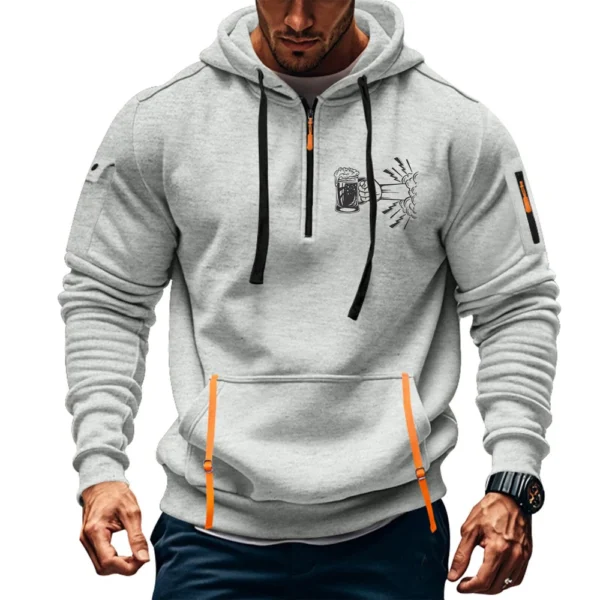 Men's Printed Sweatshirt Hoodie Zipper Arm Pocket Cardigan Men's Sports Large - Image 25
