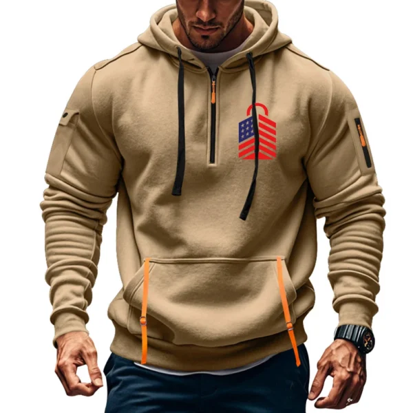 Men's Printed Sweatshirt Hoodie Zipper Arm Pocket Cardigan Men's Sports Large - Image 22