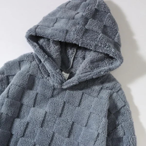 Plaid Loose Winter Plush Hoodie Casual Plus-size Coat For Men - Image 11