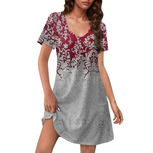 Women's Casual Sundress With Pockets Summer Boho Beach Dress Floral Blouses For - Image 6