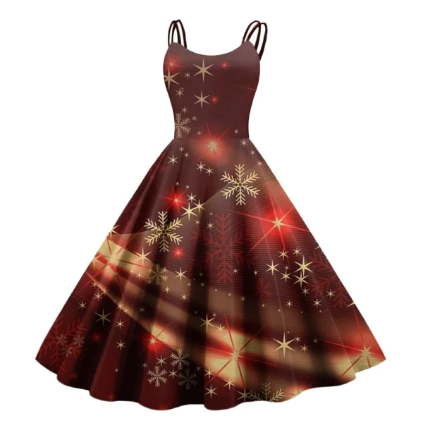 Women's Strapless Punk Sexy Gothic Cocktail Fashion Printed Dress Christmas - Image 22