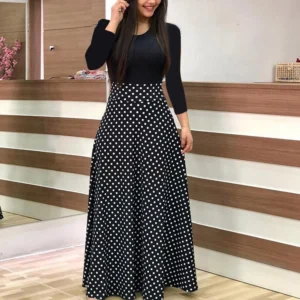 Womens Long Sleeve Floral Print Loose Wedding Holiday Party Splice Maxi Dresses