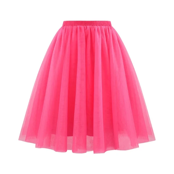 Women's Fashion Solid Color Half Skirt Party Ballet Puff Skirt Mesh Skirt - Image 3