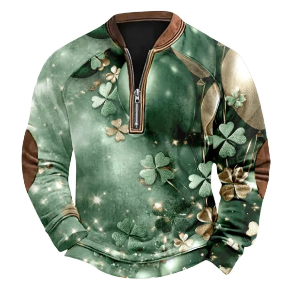 Men's St. Patrick's Day Vintage Casual Zip Sweatshirt Outdoor Casual Top - Image 38