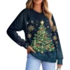 Women's Casual Fashion Comfortable Raglan Sleeve V-Neck Christmas Print - Image 2