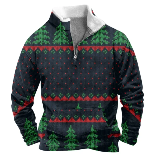Men's  Loose Casual Fashion Stand Collar Half-Zip Hoodless Sweatshirt - Image 23