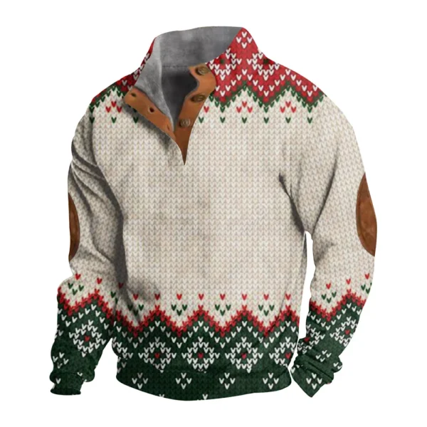 Men's Buttoned Sweatshirt With European And American Autumn/winter Printed Long - Image 14