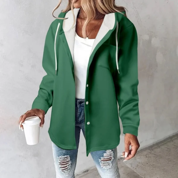 Fleece Hoodies For Women Warm Print Sweatshirt Button Lined Drawstring Hooded - Image 31