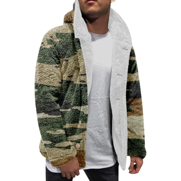 Men'S Winter Zipper Hooded Fleece Sweatshirt With Patch Pocket Casual Jacket - Image 12