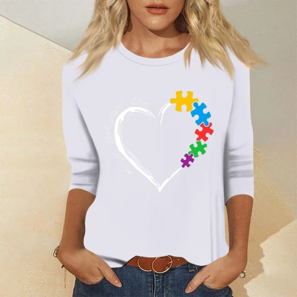 Women's Basic Printed Fashion Casual Easter Plus Size Tops 3/4 Sleeve Pullover - Image 34