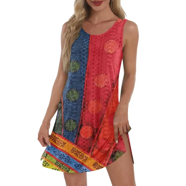Women's Casual Sundress With Pockets Summer Boho Beach Dress T-Shirts Dress V - Image 5