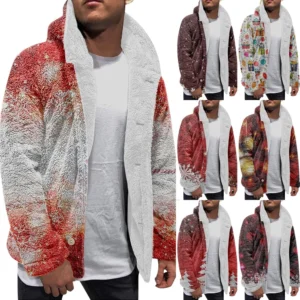 Men'S Winter Zipper Hooded Fleece Sweatshirt With Patch Pocket Casual Jacket