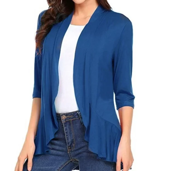 Women's solid color cardigan top - Image 10