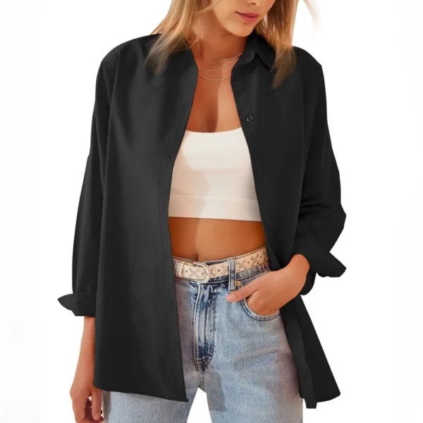 Fashion Loose Long Sleeve Cardigan Shirt Top - Image 6
