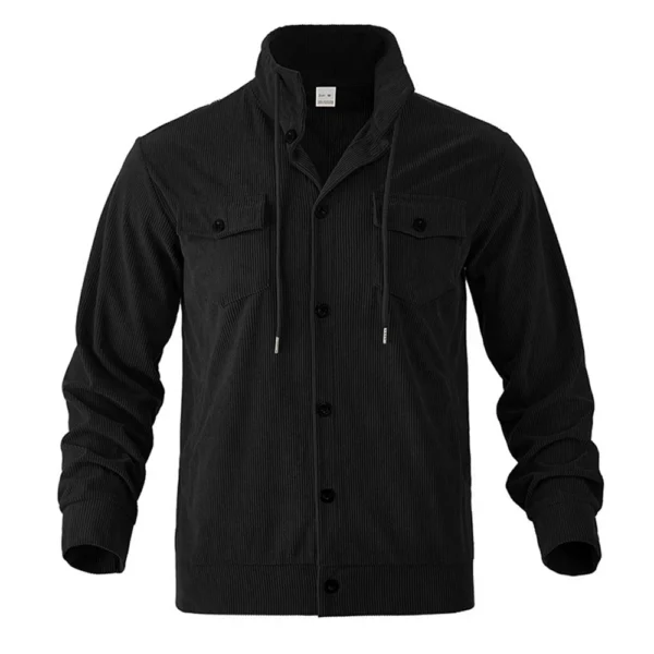 Men's Solid Color Corduroy Lapel Jacket Men's Retro Multi-Pocket Work Jacket - Image 2