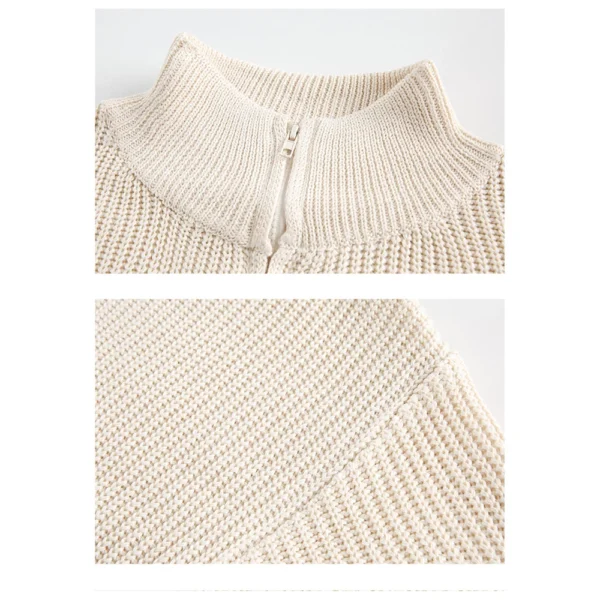 Men'S Loose Stand Up Collar Sweater Knitted Sweater Fashionable Casual Cardigan - Image 7