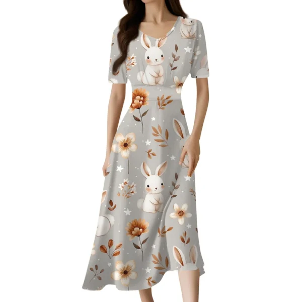 Women's Easter Loose Casual Sundresses Dresses Fashion Summer Printed Dress - Image 9