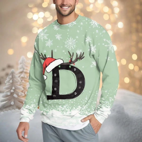 Men's Casual Fashion Comfortable Christmas Printed Round Neck Pullover - Image 22