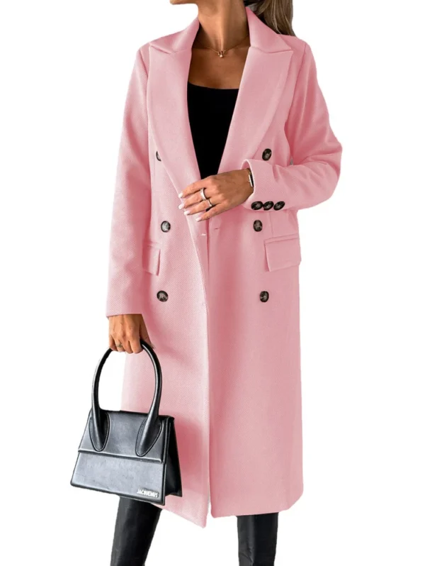 Women's long-sleeved lapel solid color slim-fit coat coat - Image 19