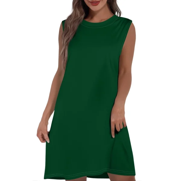 Women's Casual And Fashionable Round-neck Sleeveless Printing Mid Length Dress. - Image 13