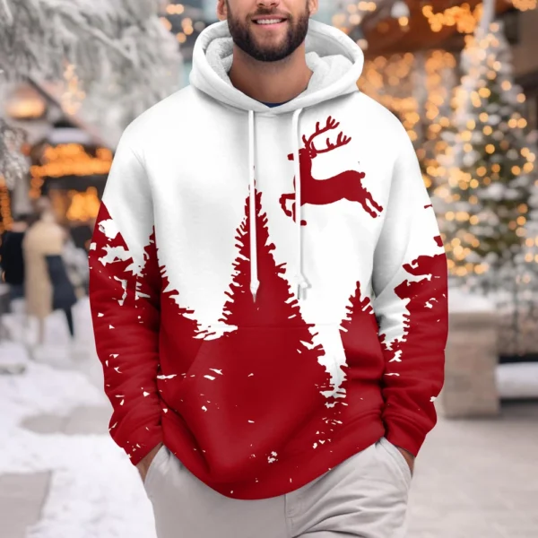 Men's Print Plush Warm Coat Fleece Sweater Casual Coat Pocket Sweater Winter - Image 25