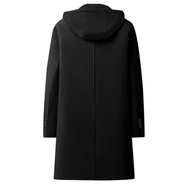 Men's  Woolen Coat Can Be Removed Hooded Fashion Long Thick Slim Medium Length - Image 11