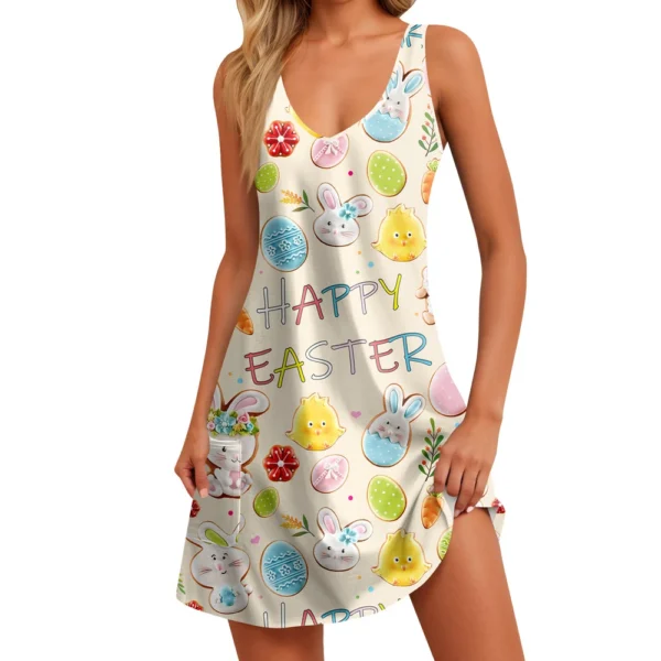 Women's Dresses Printed Casual Sundresses Easter Fashion Summer Loose Dress - Image 7