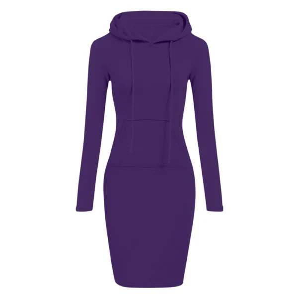 Women's Fashion Casual Solid Color Long Sleeve Dress - Image 37