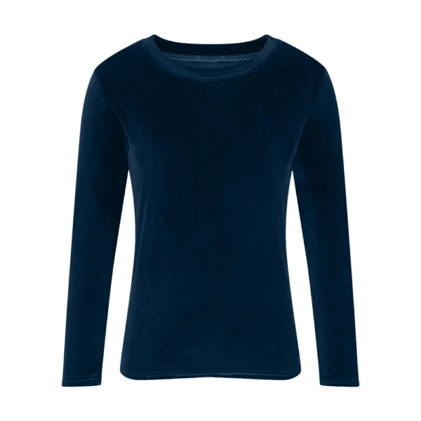 Women's Fashion Golden Velvet Solid Colour Round Neck Long Sleeve T-Shirt Top - Image 32