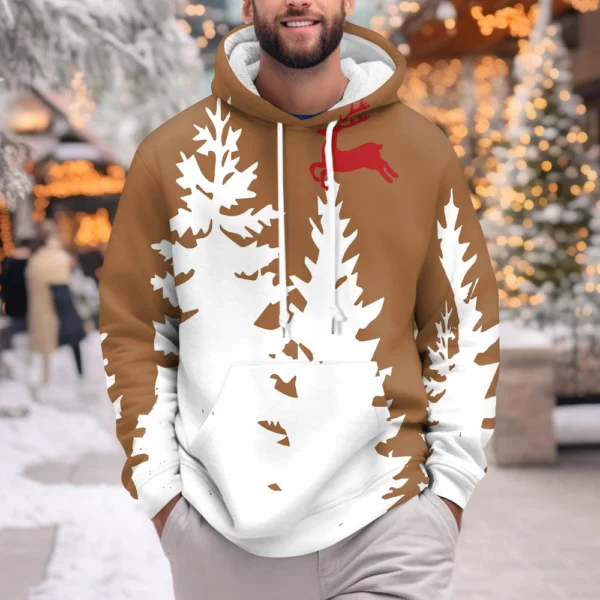 Men's Print Plush Warm Coat Fleece Sweater Casual Coat Pocket Sweater Winter - Image 15
