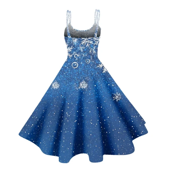 Women's Christmas Fashion Strapless Punk Printed Gothic Cocktail Dress Sexy - Image 12