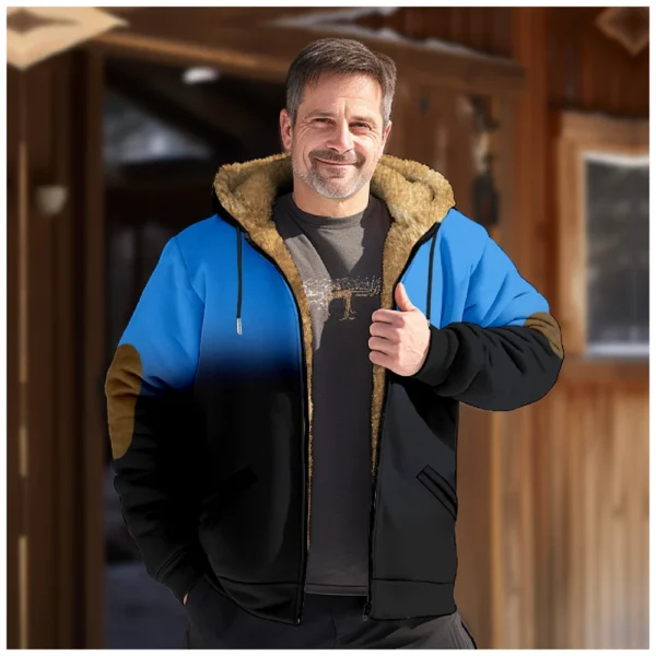 Men's Winter Print Jacket Men's Casual Trend Zipper Hooded Jacket - Image 15