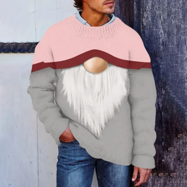 Men's Christmas Print Faux Sweater, Crewneck Sweatshirt, Loose Long-sleeved Top - Image 28