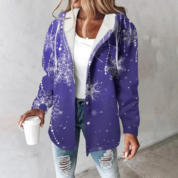 Women's Coat Casual And Fashionable Composite Thick And Warm Printed Hooded - Image 22