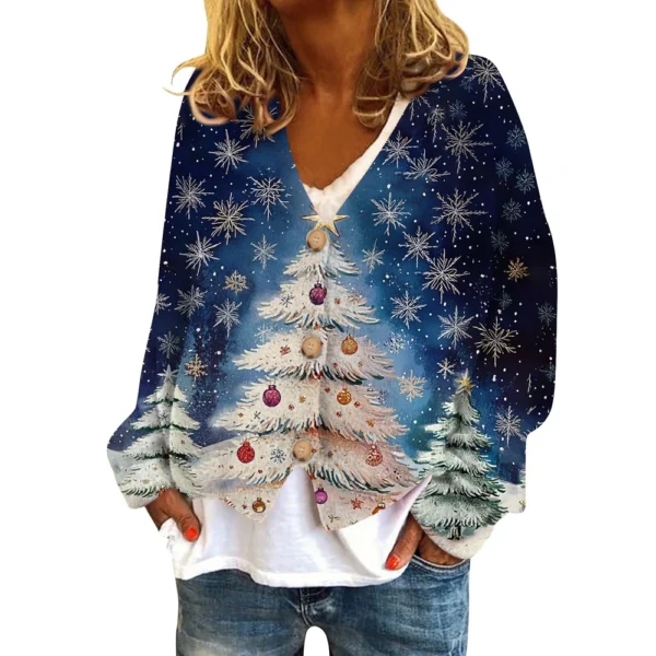 Women's Fashion Short Coat Casual Long Sleeve Printed Single Breasted Plush Top - Image 35