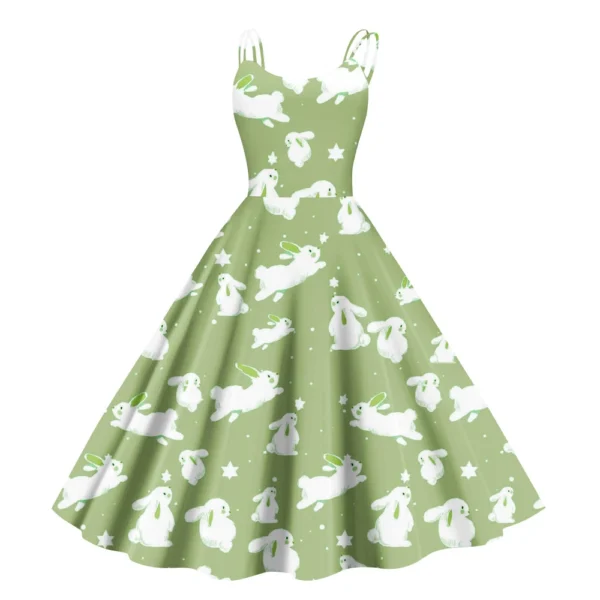 Women's  Casual Fashion Flower Print Sexy Off Shoulder Punk Retro Skirt - Image 5